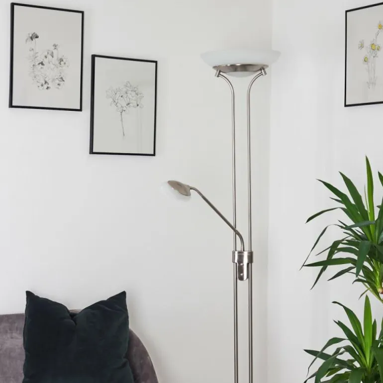 Lampadaire Mairoa LED Nickel mat, 2 lumières