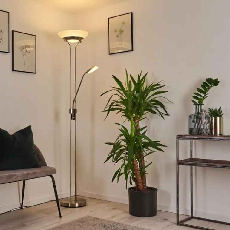 Lampadaire Mairoa LED Nickel mat, 2 lumières
