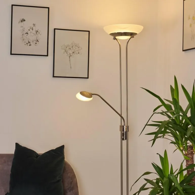 Lampadaire Mairoa LED Nickel mat, 2 lumières
