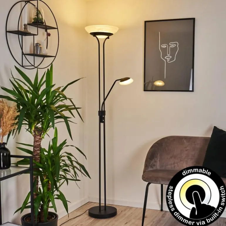 Lampadaire Mairoa LED Noir, 2 lumières