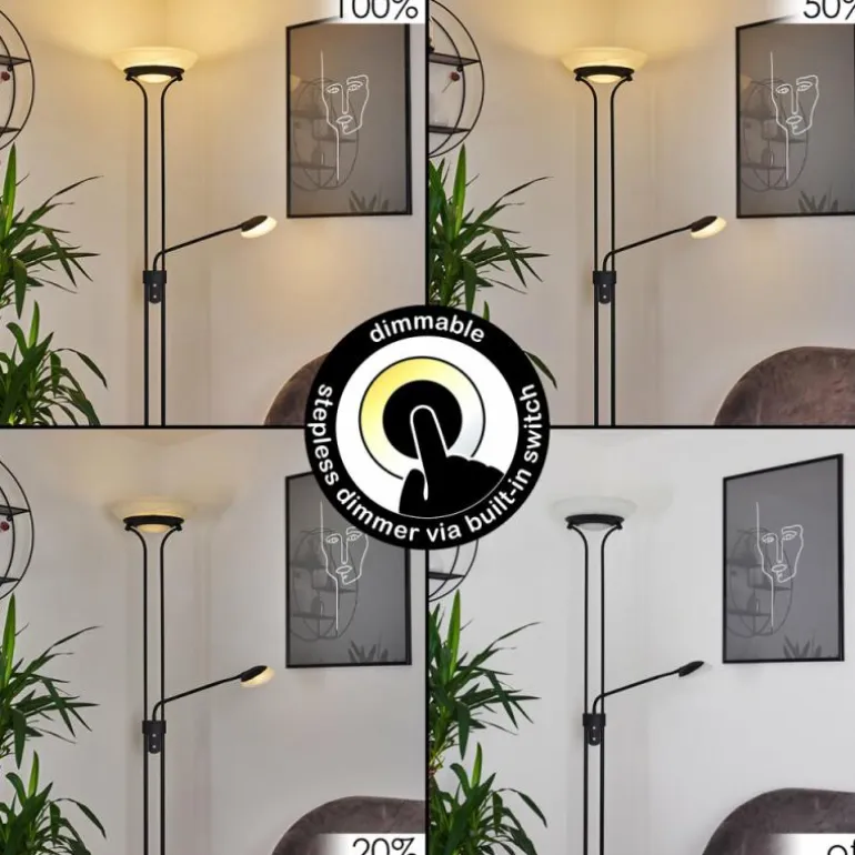 Lampadaire Mairoa LED Noir, 2 lumières