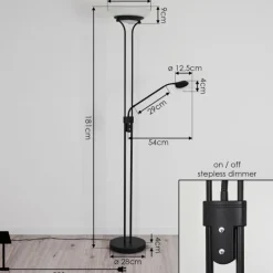 Lampadaire Mairoa LED Noir, 2 lumières