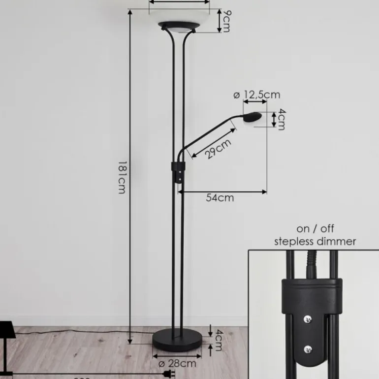 Lampadaire Mairoa LED Noir, 2 lumières