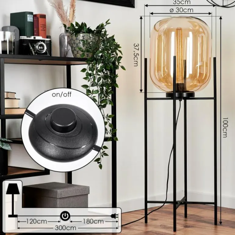 Lampadaire Manzano Noir, 1 lumière