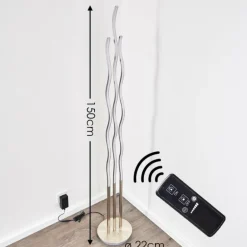 Lampadaire Mapleton LED Nickel mat, 3 lumières, Télécommandes