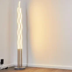 Lampadaire Mapleton LED Nickel mat, 3 lumières, Télécommandes