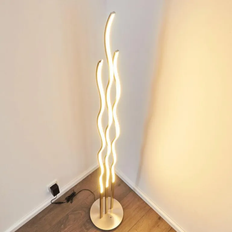 Lampadaire Mapleton LED Nickel mat, 3 lumières, Télécommandes