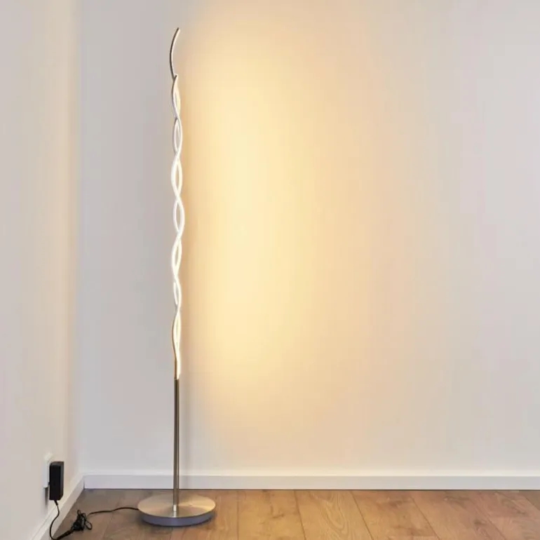 Lampadaire Mapleton LED Nickel mat, 3 lumières, Télécommandes