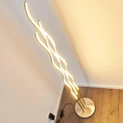 Lampadaire Mapleton LED Nickel mat, 3 lumières, Télécommandes