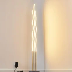 Lampadaire Mapleton LED Nickel mat, 3 lumières, Télécommandes