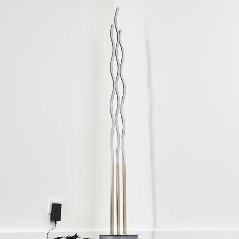Lampadaire Mapleton LED Nickel mat, 3 lumières, Télécommandes