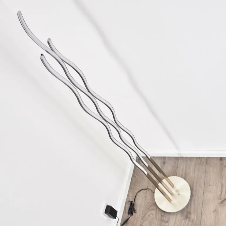 Lampadaire Mapleton LED Nickel mat, 3 lumières, Télécommandes