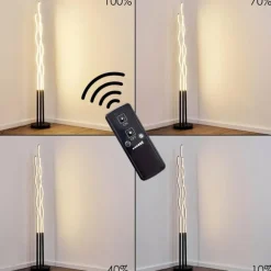 Lampadaire Mapleton LED Noir, 3 lumières, Télécommandes