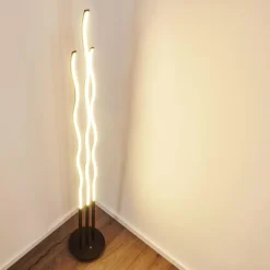 Lampadaire Mapleton LED Noir, 3 lumières, Télécommandes