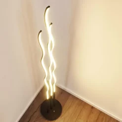 Lampadaire Mapleton LED Noir, 3 lumières, Télécommandes