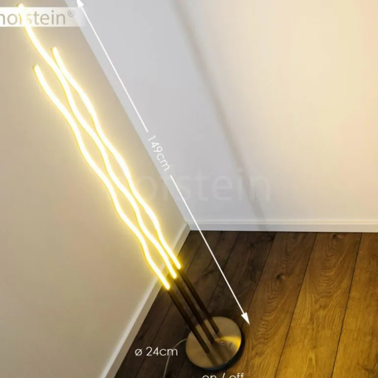 Lampadaire Mapleton LED Nickel mat, 3 lumières, Télécommandes