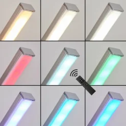 Lampadaire Minacar LED Nickel mat, 1 lumière, Télécommandes, Changeur de couleurs