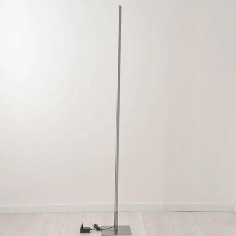 Lampadaire Minacar LED Nickel mat, 1 lumière, Télécommandes, Changeur de couleurs