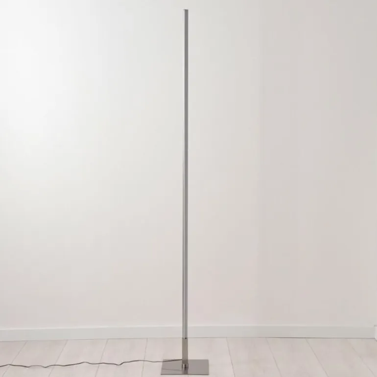 Lampadaire Minacar LED Nickel mat, 1 lumière, Télécommandes, Changeur de couleurs