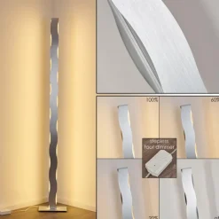 Lampadaire Nagold LED Chrome, Nickel mat, 1 lumière