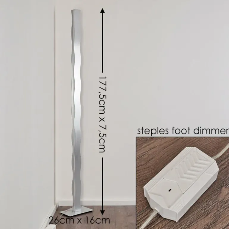 Lampadaire Nagold LED Chrome, Nickel mat, 1 lumière