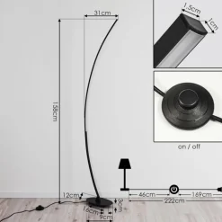 Lampadaire Nagu LED Noir, 1 lumière