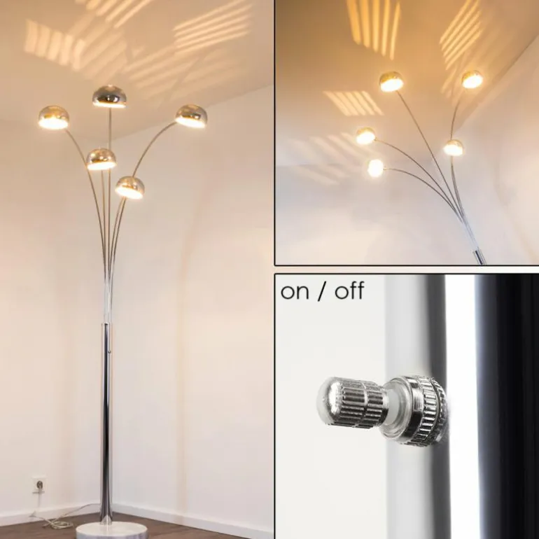 Lampadaire Nikkala Chrome, 5 lumières