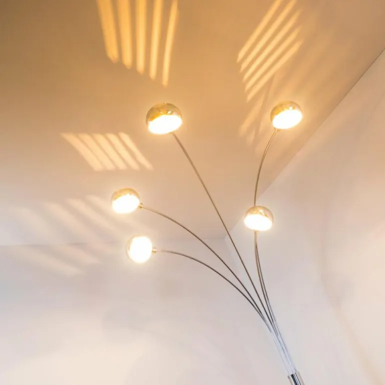 Lampadaire Nikkala Chrome, 5 lumières