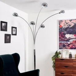 Lampadaire Nikkala Chrome, Blanc, 5 lumières