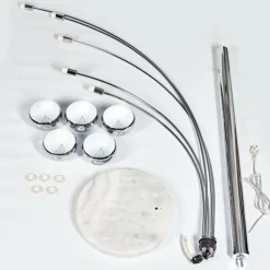 Lampadaire Nikkala Chrome, Blanc, 5 lumières