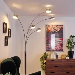 Lampadaire Nikkala Chrome, Blanc, 5 lumières