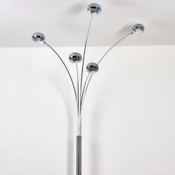 Lampadaire Nikkala Chrome, Blanc, 5 lumières