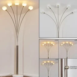 Lampadaire Nikkala Nickel mat, 5 lumières