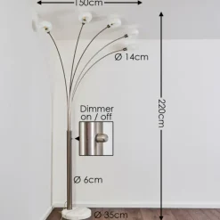 Lampadaire Nikkala Nickel mat, 5 lumières