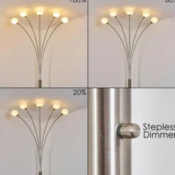 Lampadaire Nikkala Nickel mat, 5 lumières