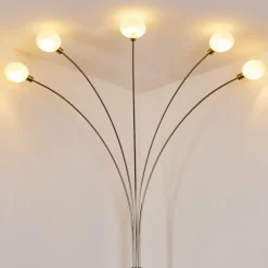 Lampadaire Nikkala Nickel mat, 5 lumières