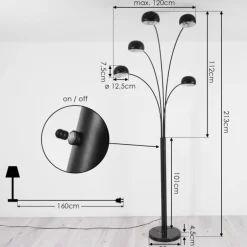Lampadaire Nikkala Noir, 5 lumières