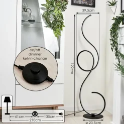 Lampadaire Olok LED Noir, 1 lumière