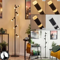 Lampadaire Pousseline LED Noir, 1 lumière