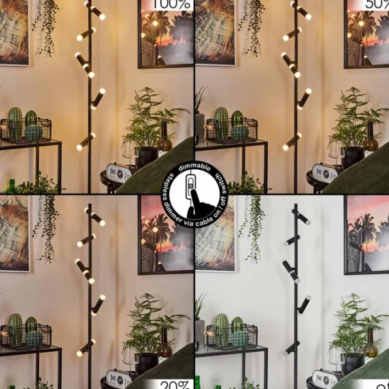 Lampadaire Pousseline LED Noir, 1 lumière