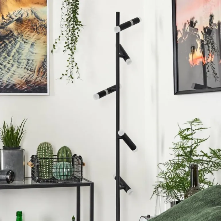 Lampadaire Pousseline LED Noir, 1 lumière