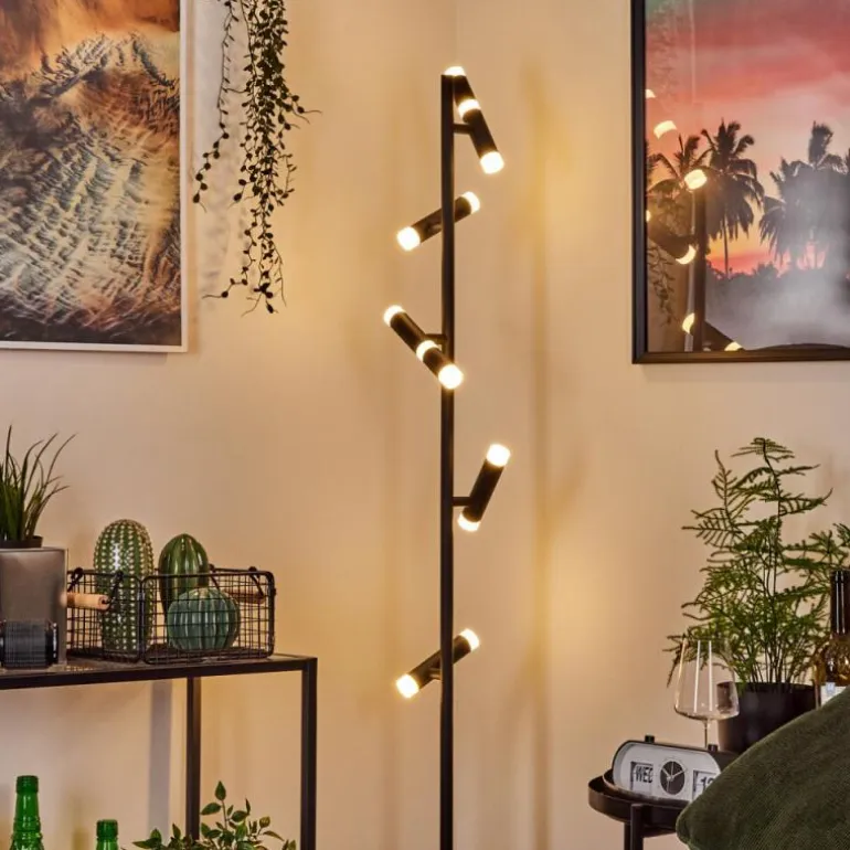 Lampadaire Pousseline LED Noir, 1 lumière