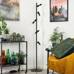 Lampadaire Pousseline LED Noir, 1 lumière