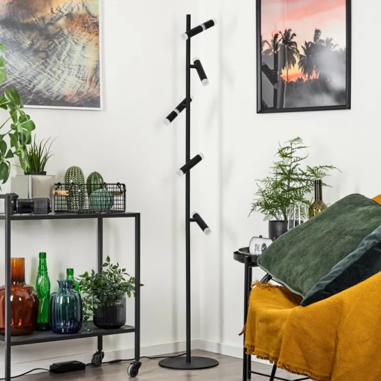 Lampadaire Pousseline LED Noir, 1 lumière