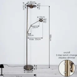 Lampadaire Rabeja LED Laiton, 2 lumières