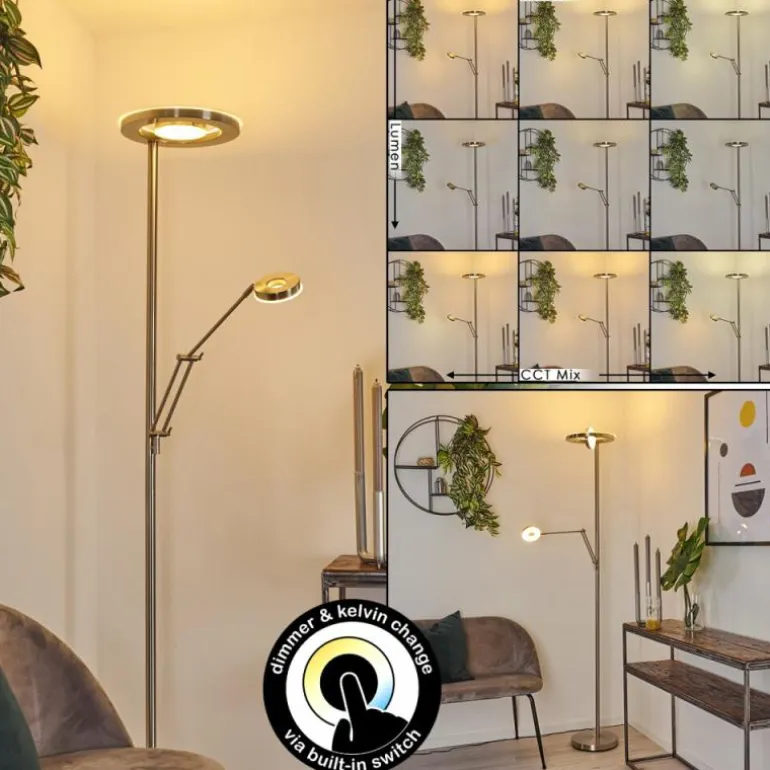Lampadaire Rabeja LED Nickel mat, 2 lumières