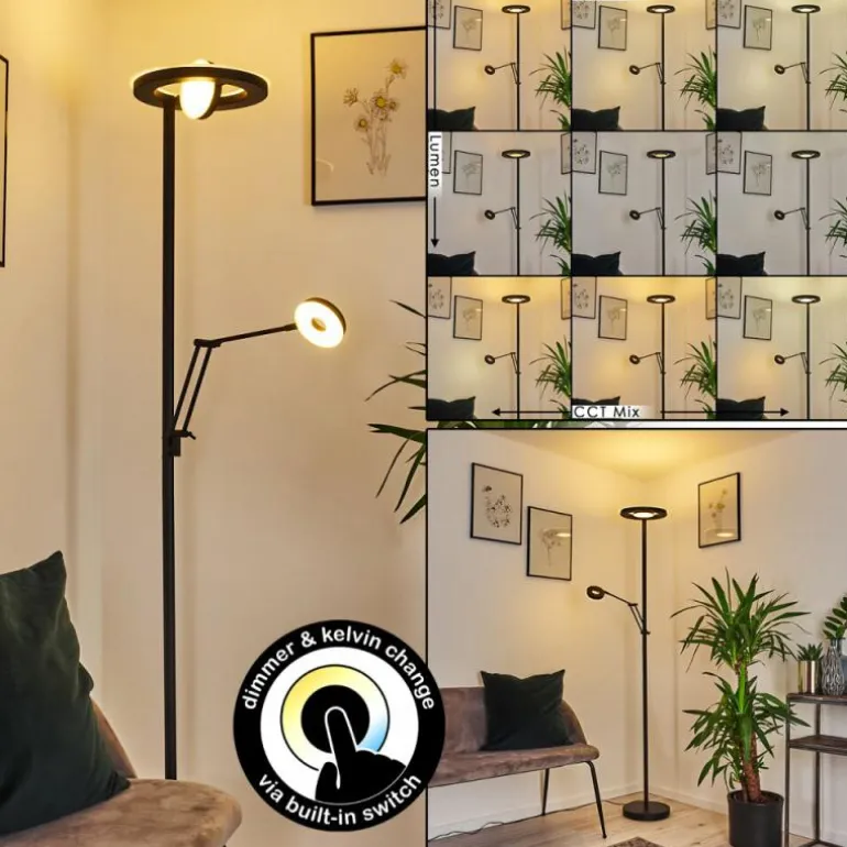 Lampadaire Rabeja LED Noir, 2 lumières