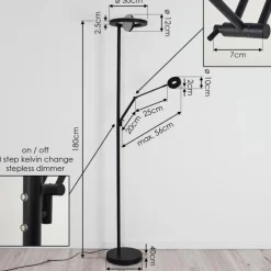 Lampadaire Rabeja LED Noir, 2 lumières