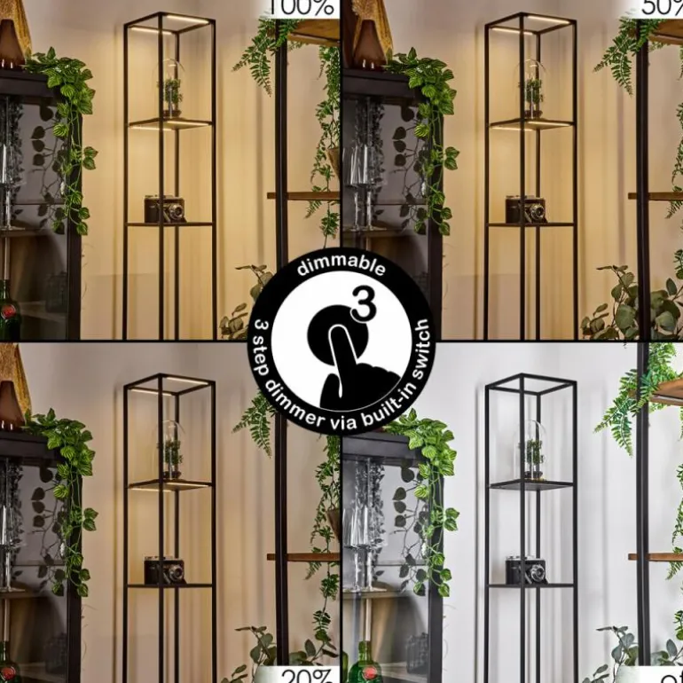 Lampadaire Ranquile LED Noir, 4 lumières