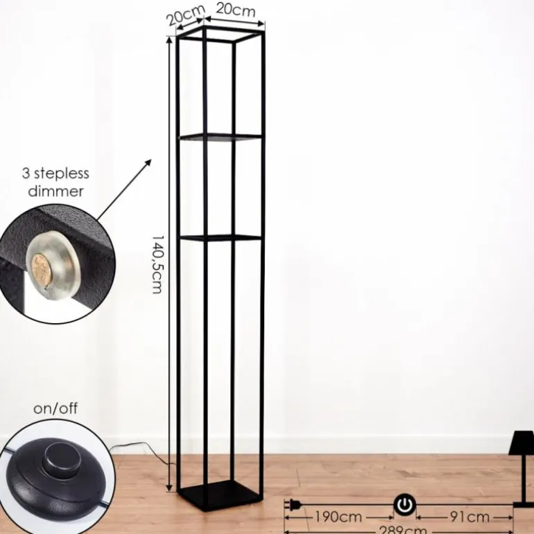 Lampadaire Ranquile LED Noir, 4 lumières